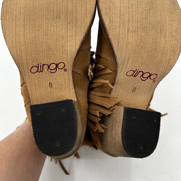 DINGO Womens Brown Tan Suede Leather Juju Fringe Boho Western Ankle Boots Size 8 - Picture 8 of 8